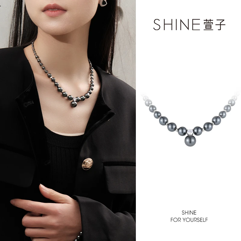 合金仿珍珠项链 萱子 SHINE合金仿珍珠项链 气质百搭轻奢套链