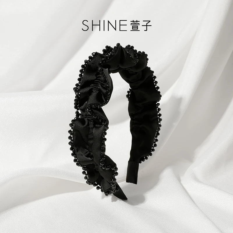 萱子SHINE浪漫优雅黑色花边布艺韩式仙女氛围感显脸小发卡