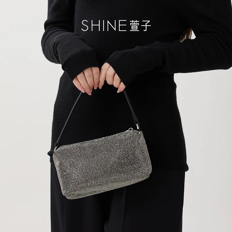 萱子【品牌直营】满钻闪耀单肩包高级小巧斜挎包镶钻腋下包水钻包