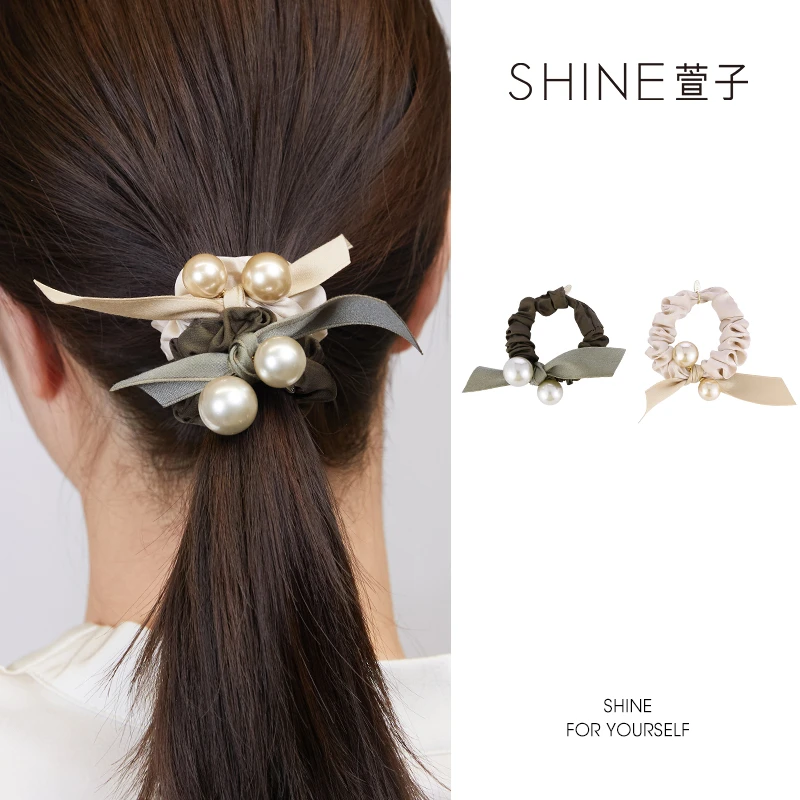 萱子时尚超仙小清新气质百搭弹力SHINE优雅精致布艺皮筋发圈【XZ】
