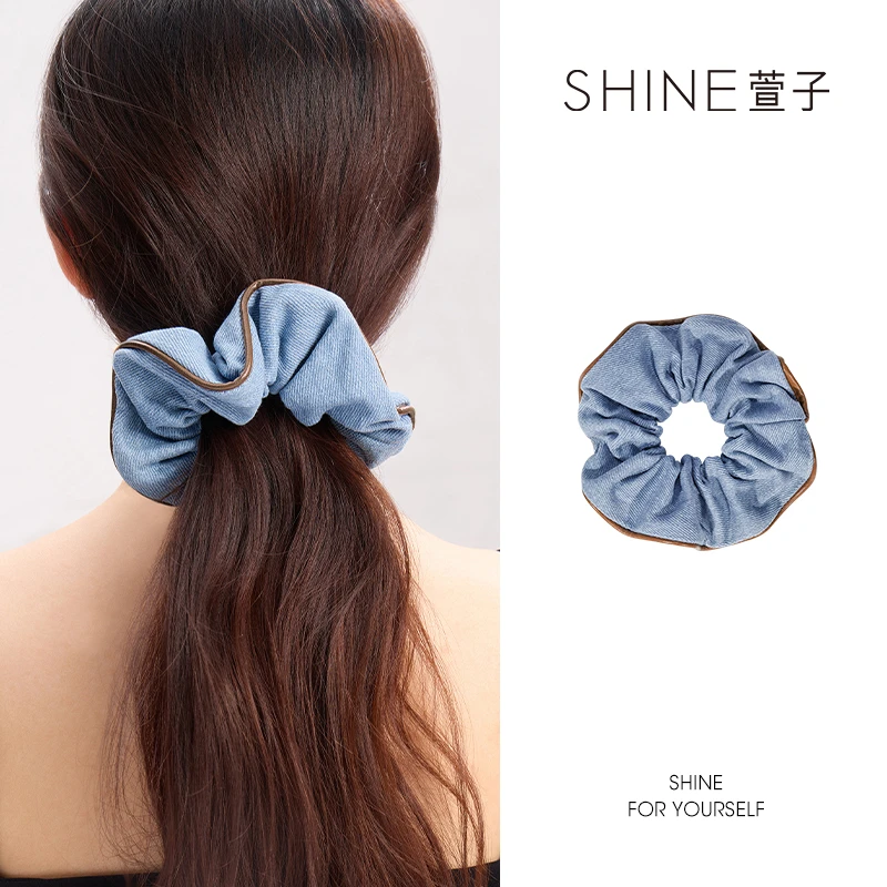 萱子SHINE  休闲甜美ins牛仔皮筋少女发圈