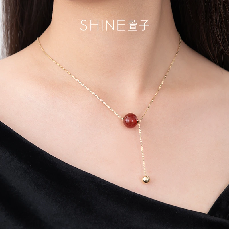 萱子 铜项链 SHINE优雅精致红色合金小项链【MY】