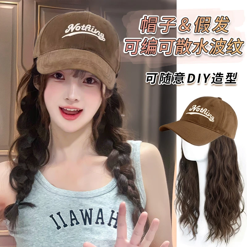假发一体帽棕色升级仿真丝轻薄蓬松隐形自然百搭时尚懒人素颜神器