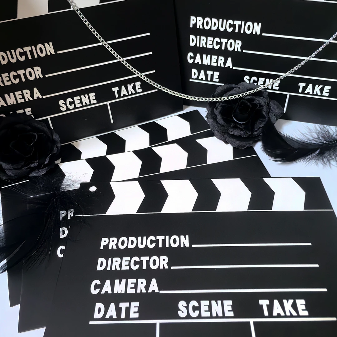 场记板摄影道具电影打板导演板视频拍摄道具装饰拍照黑色背景卡纸
