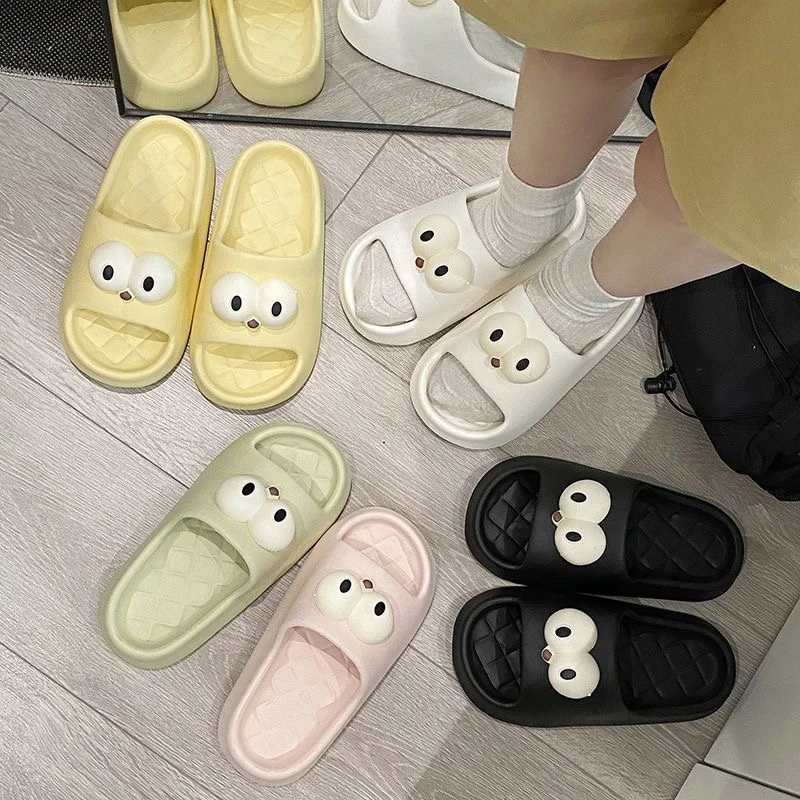 防滑厚底ins拖鞋男女学生外穿居家踩屎感情侣宿舍可爱卡通一字拖