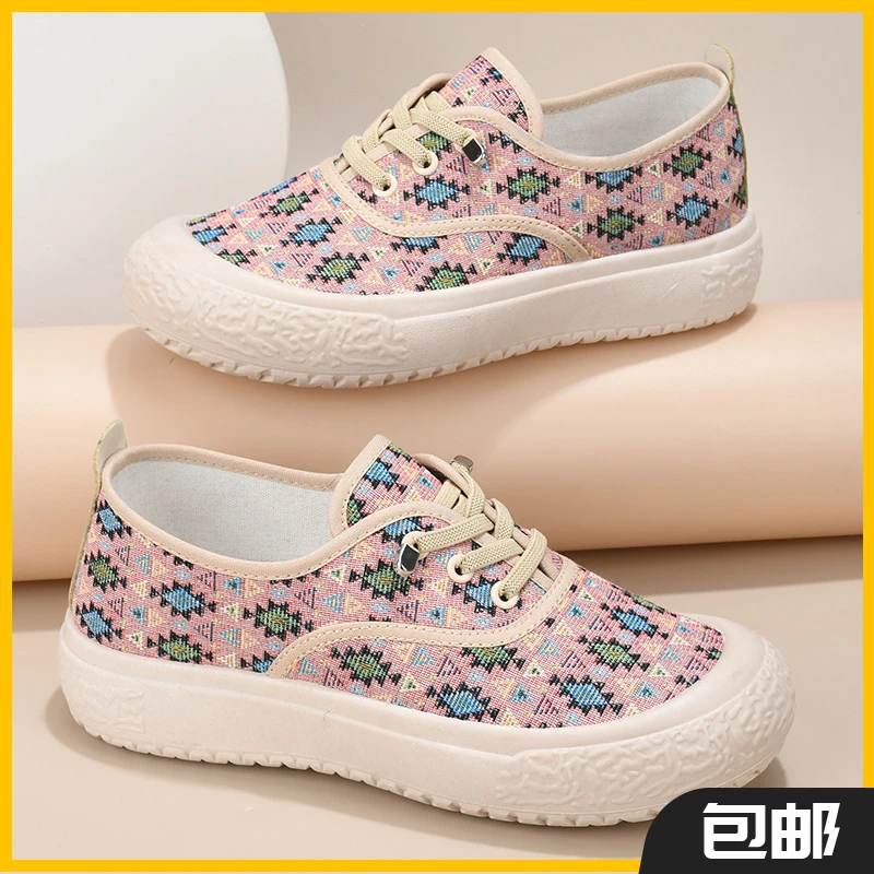 新款休闲软底防滑老北京布鞋女士一脚蹬女春秋妈妈鞋厚底单鞋鞋子