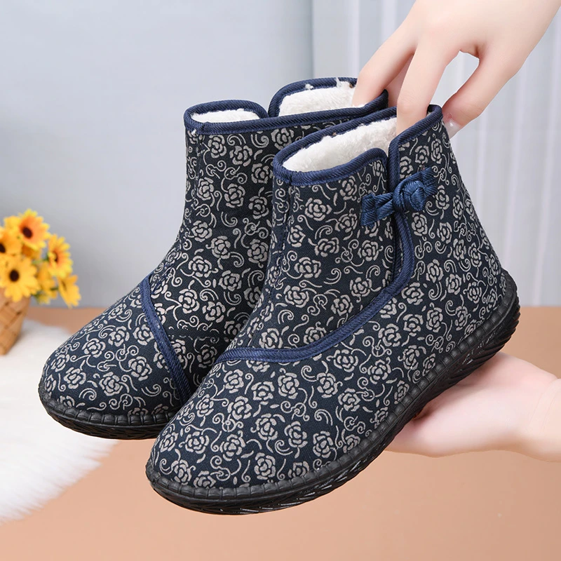 冬季老北京棉鞋女加绒加厚保暖防寒妈妈鞋中老年女款防滑女棉鞋