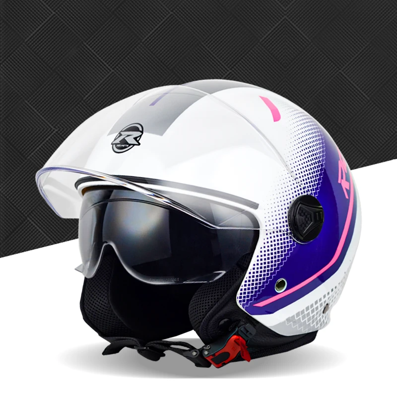 RQV 3C认证摩托车头盔男女通用夏季机车盔四分之三盔四季复古盔