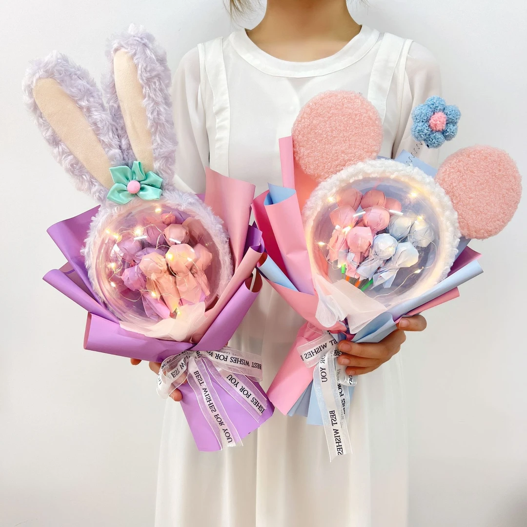 情人节礼物七夕创意礼品波波球棒棒糖花束成品生日礼物送女孩男孩