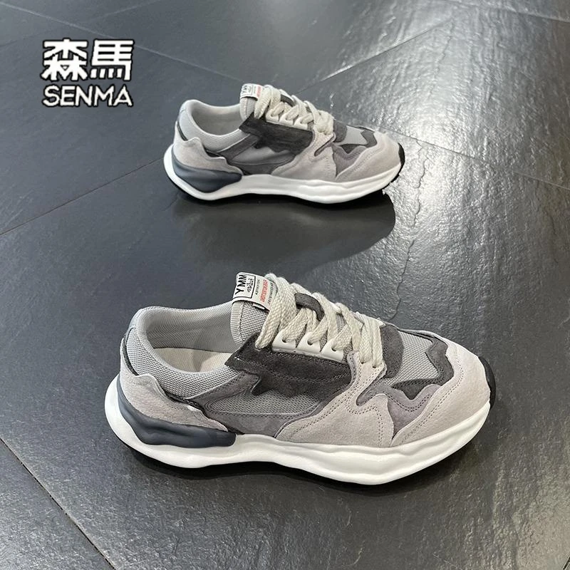 森马男鞋冬季2023新款初中生厚底网面运动鞋跑步阿甘老爹潮鞋秋冬