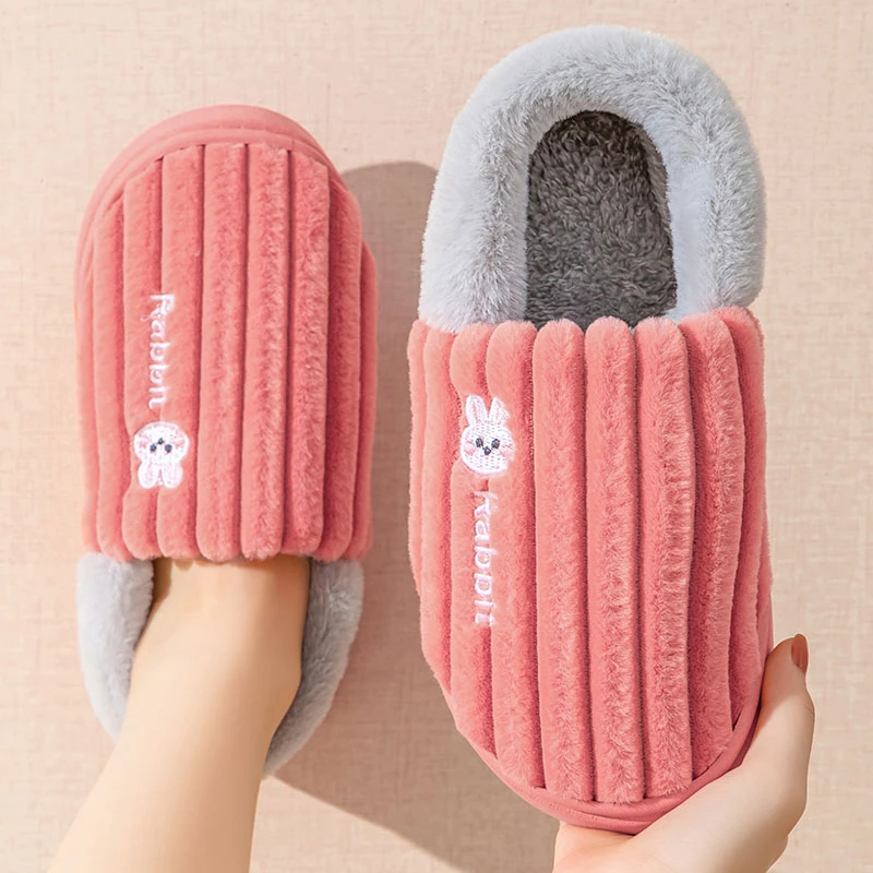 冬季棉拖包跟女士加绒加厚保暖防滑情侣居家舒适休闲毛毛鞋男款
