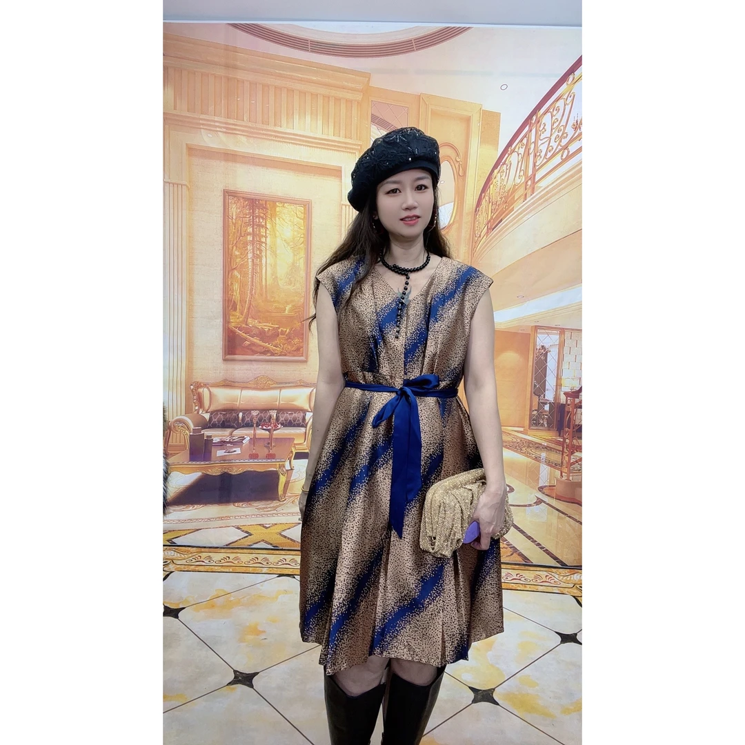 266新款气质亮丝日常礼服裙时尚减龄连衣裙