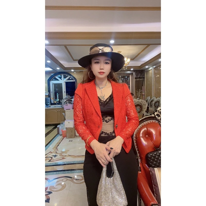12108蕾丝紧身外套小坎肩夏季网纱上衣