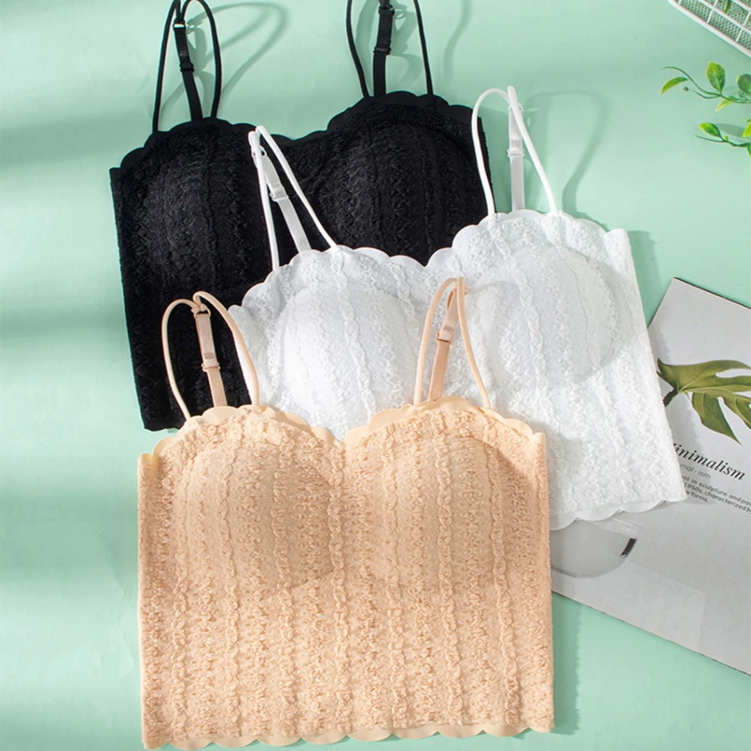 时尚百搭无痕隐形亲肤舒适美背内衣女吊带蕾丝性感少女可外穿聚拢