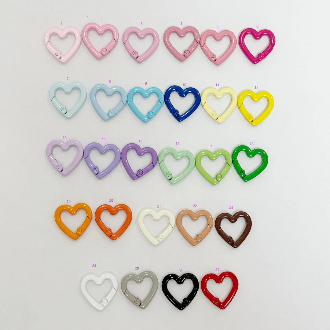 彩色弹簧扣 爱心弹簧扣 马卡龙爱心弹簧扣