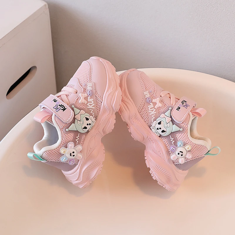 女童春秋新款网鞋软底女宝儿童鞋女孩库洛米秋季网面透气宝宝学步