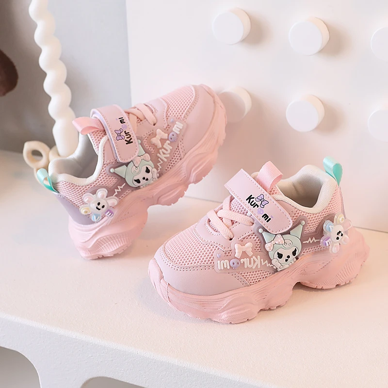 库洛米女童鞋子秋季开学运动鞋甜美舒适网红爆款透气双网鞋公主鞋