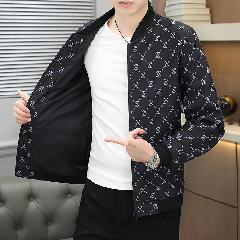 男士春秋外套男新款立领夹克衫韩版潮流修身青年男装棒球领上衣男
