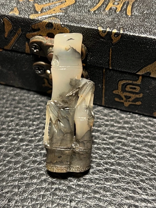 昌化水墨冻竹节挂件