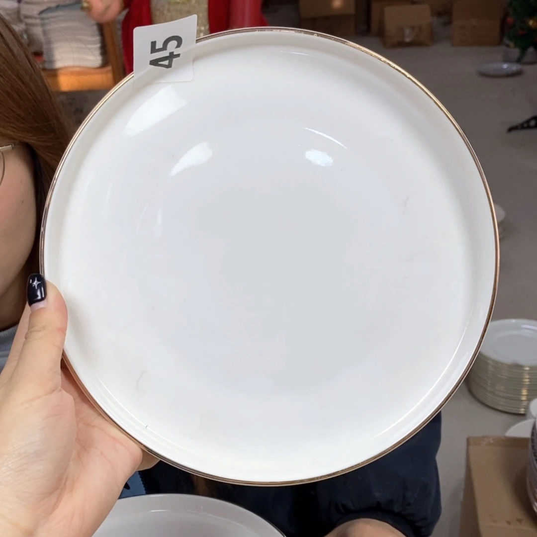 【闪购商品】瑕疵品不忒不还 钻石8英寸盘一只金边
