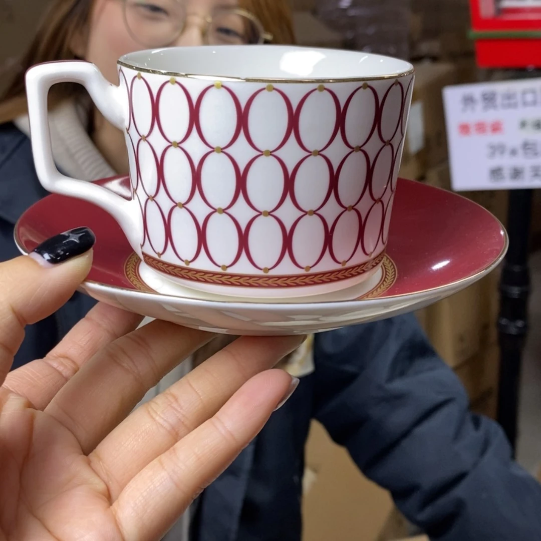 【闪购商品】外贸尾单微工厂咖啡杯碟一套220ml