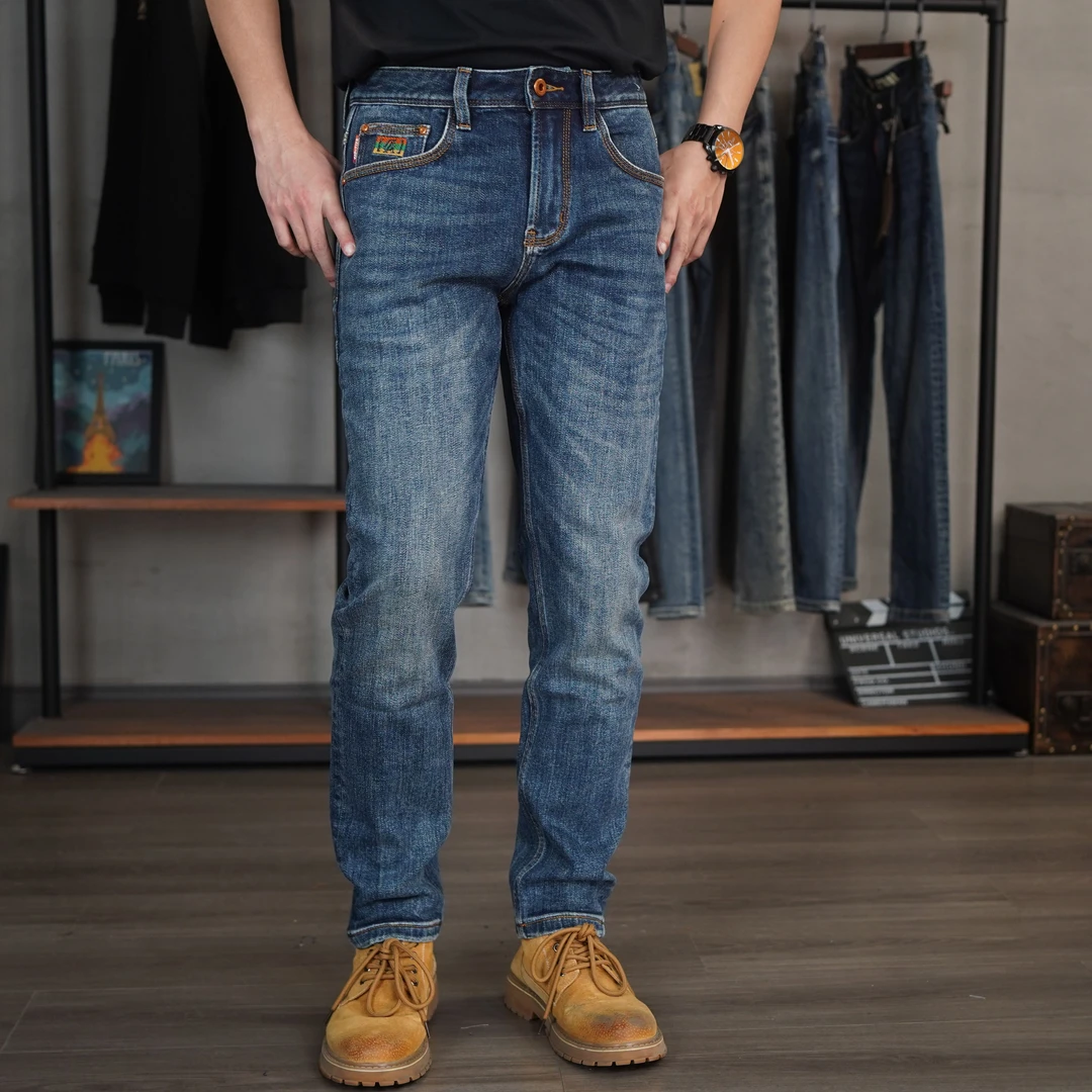 DH8926牛仔裤秋冬男精致韩风休闲微弹力时尚男士小直筒水洗潮流