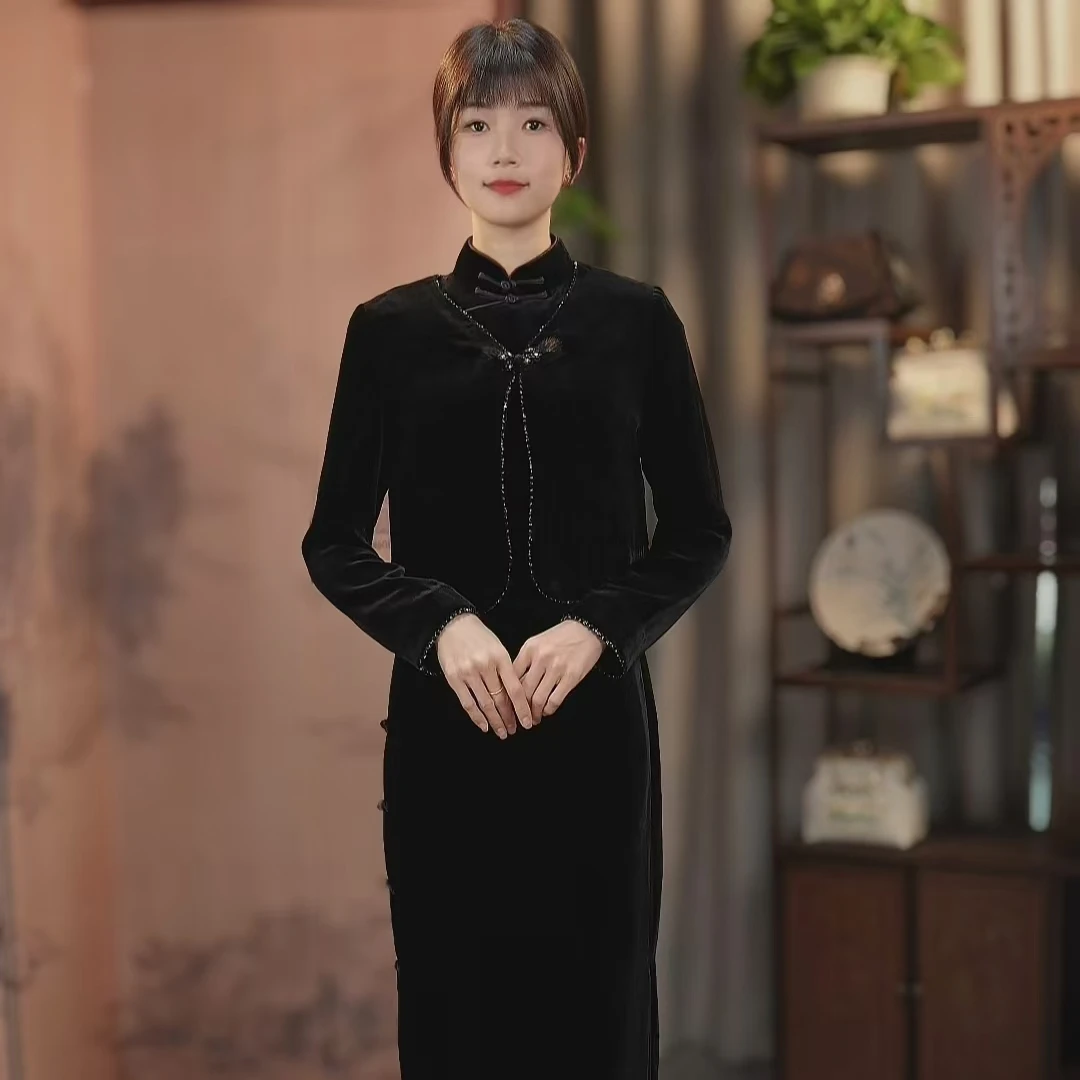 【玖玥】100%桑蚕丝丝绒小外搭网红黑色短款修身小外套