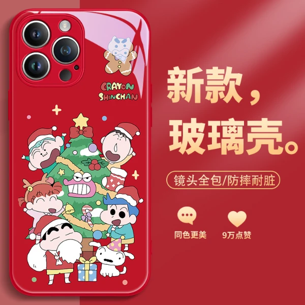 适用苹果/华为/小米/OPPO/VIVO新款网红可爱圣诞风蜡笔小新手机壳