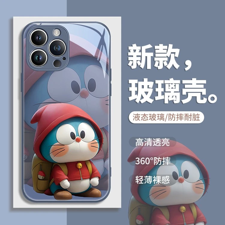 适用于苹果/华为/小米/OPPO/VIVO新款网红可爱哆啦A梦情侣手机壳