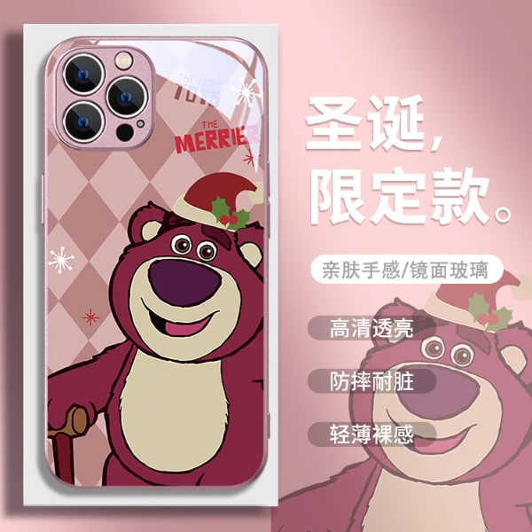 适用于苹果/华为/小米/OPPO/VIVO网红ins热销圣诞风草莓熊手机壳