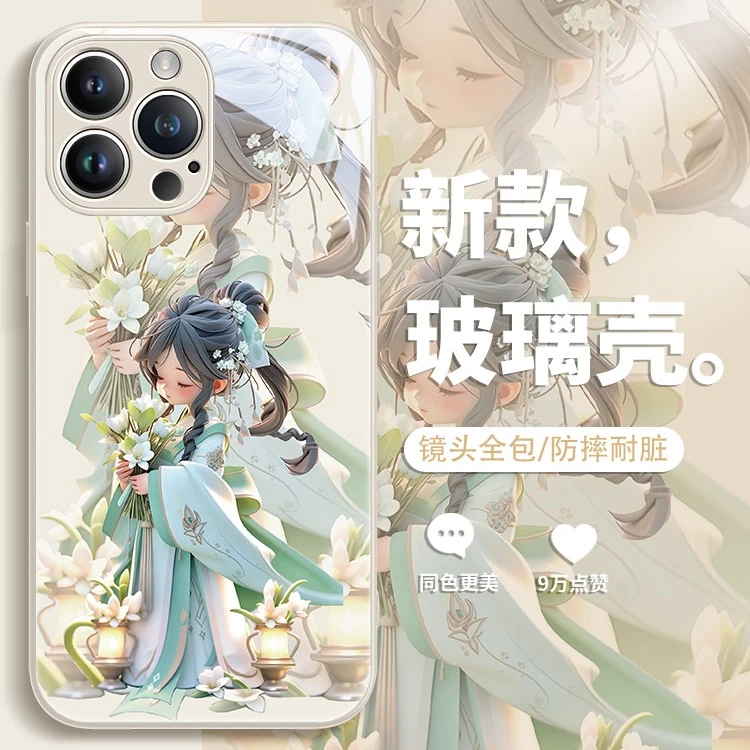 适用于苹果/华为/小米/OPPO/VIVO新款中式可爱古风少女闺蜜手机壳