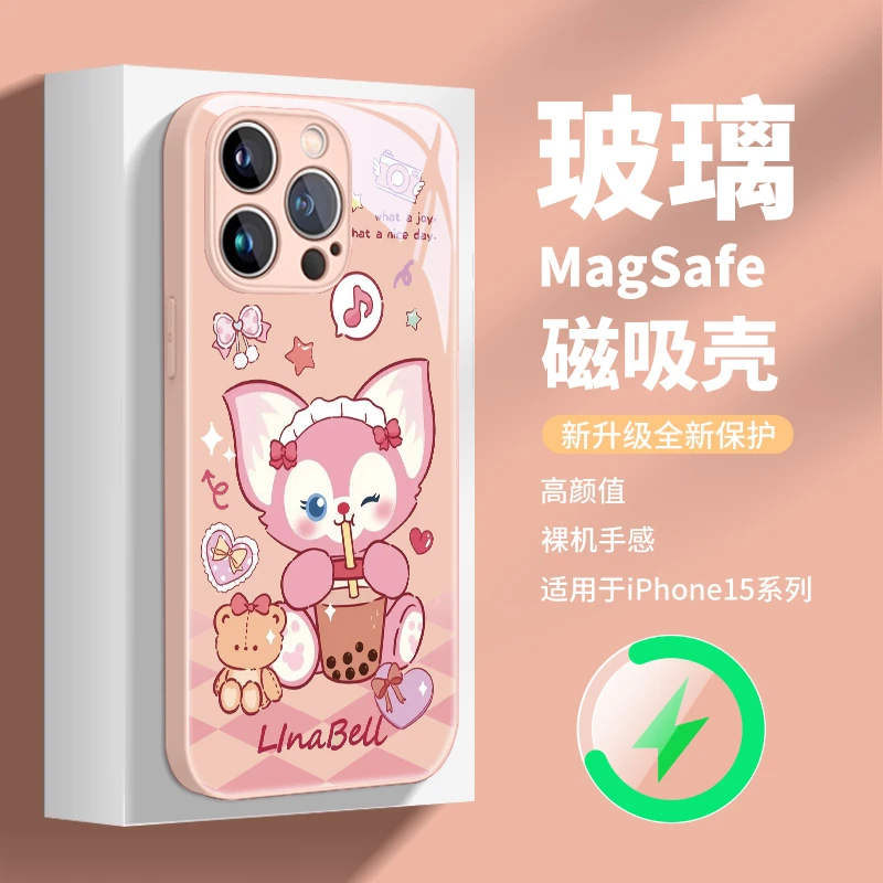 适用苹果15pro max磁吸壳苹果14苹果13玲娜贝儿magsafe磁吸手机壳