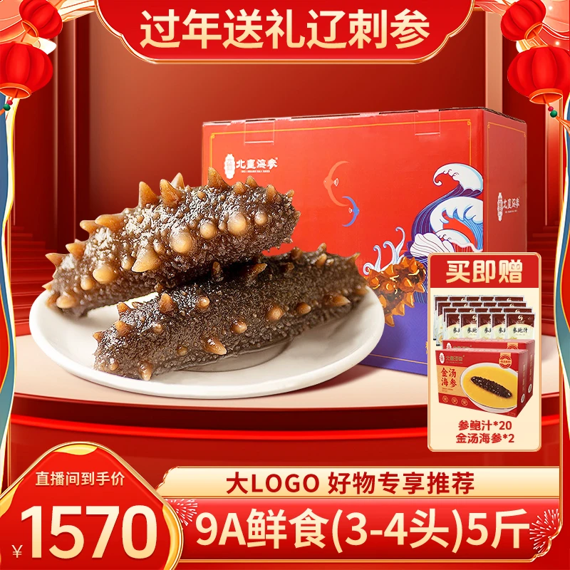 北皇海参【9A五斤装】到手15-20头，鲜食海参正宗大连辽刺参厂家-LG