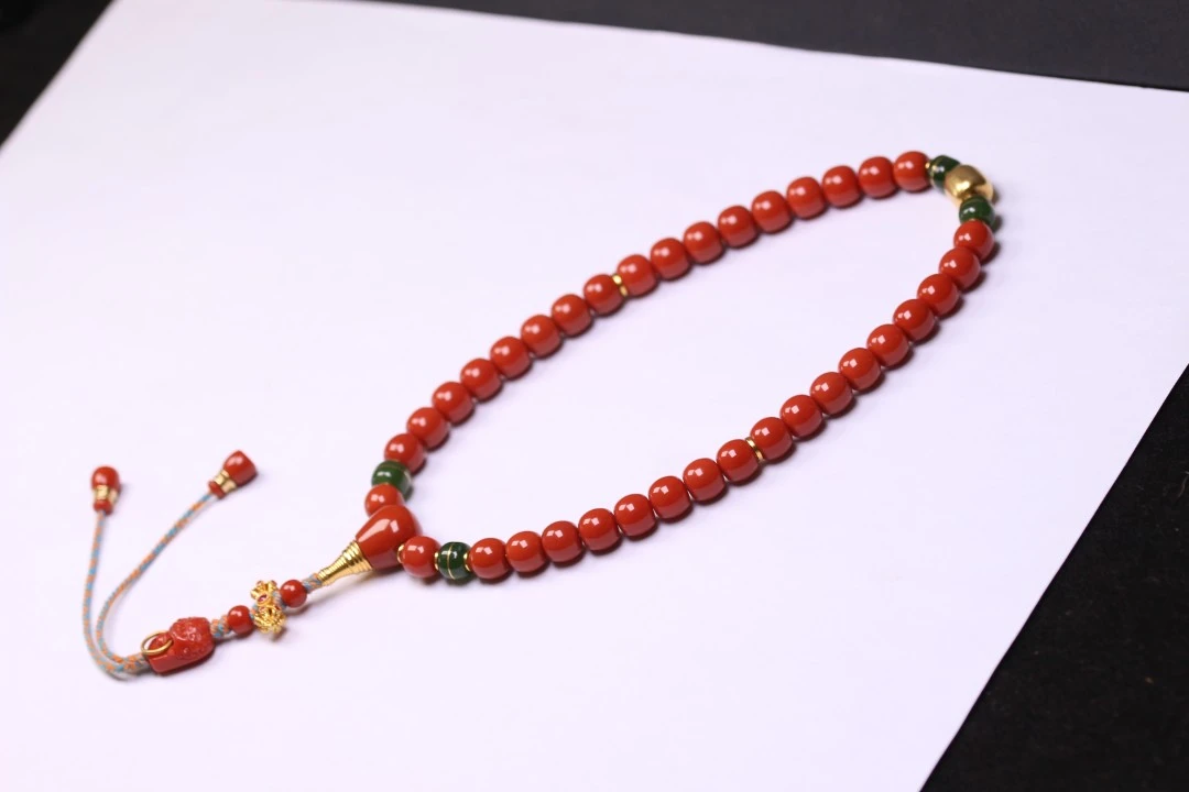 原矿瓦西南红老型7mm18K手持本命年红色送礼旗袍压襟十八子