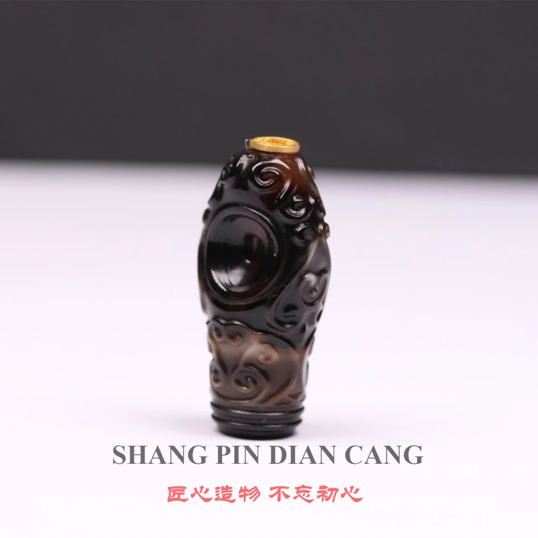 文玩配饰三通手工雕刻藏印独特三通珠改系列24K金标珠改精雕