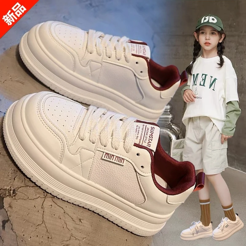 女童运动鞋2024秋冬新款加绒二棉小白鞋子女孩板鞋春秋款儿童冬鞋