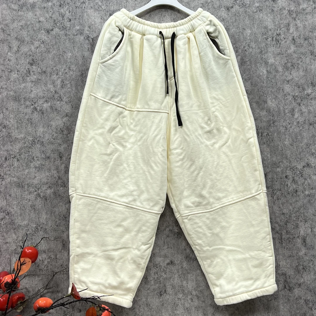 秋冬纯色加绒卫裤保暖加厚保暖休闲百搭宽松抽绳针织舒适个性新款