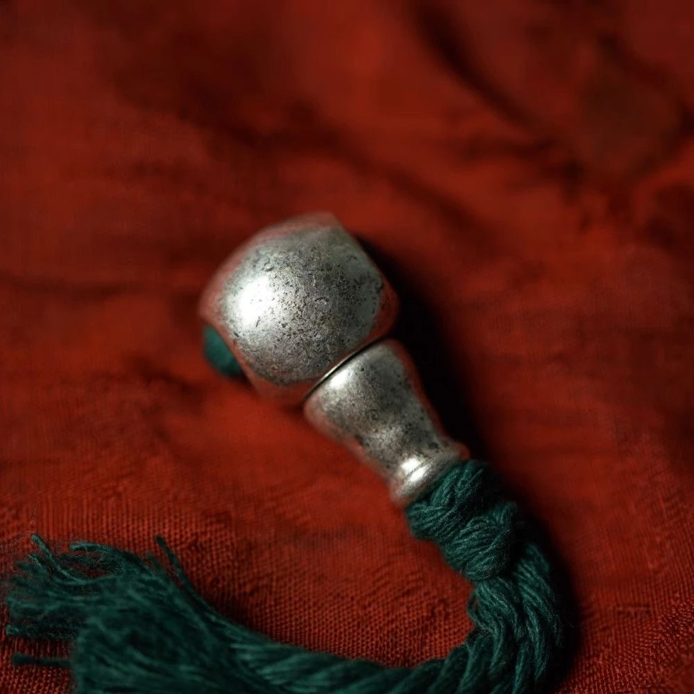 14mm925藏式佛头三通古朴质感素面百搭经典diy星月配饰配件