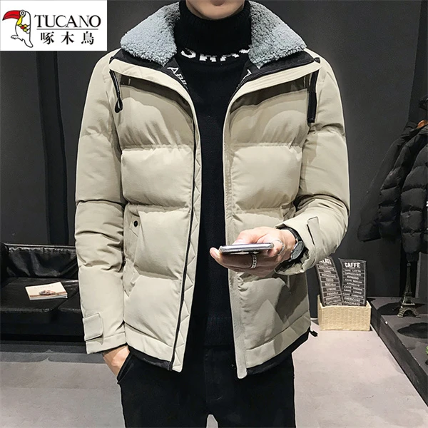 啄木鸟冬季男士棉衣宽松潮流加厚棉服加厚保暖毛领棉袄防寒棉衣