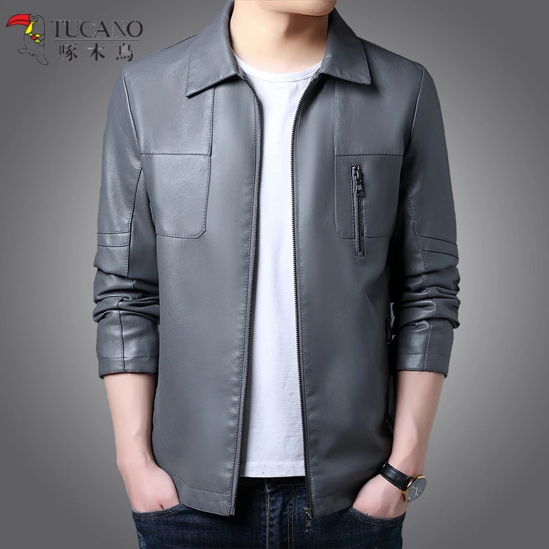 TUCANO/啄木鳥皮衣男士休闲外套春秋季韩版潮流宽松青年帅气翻领