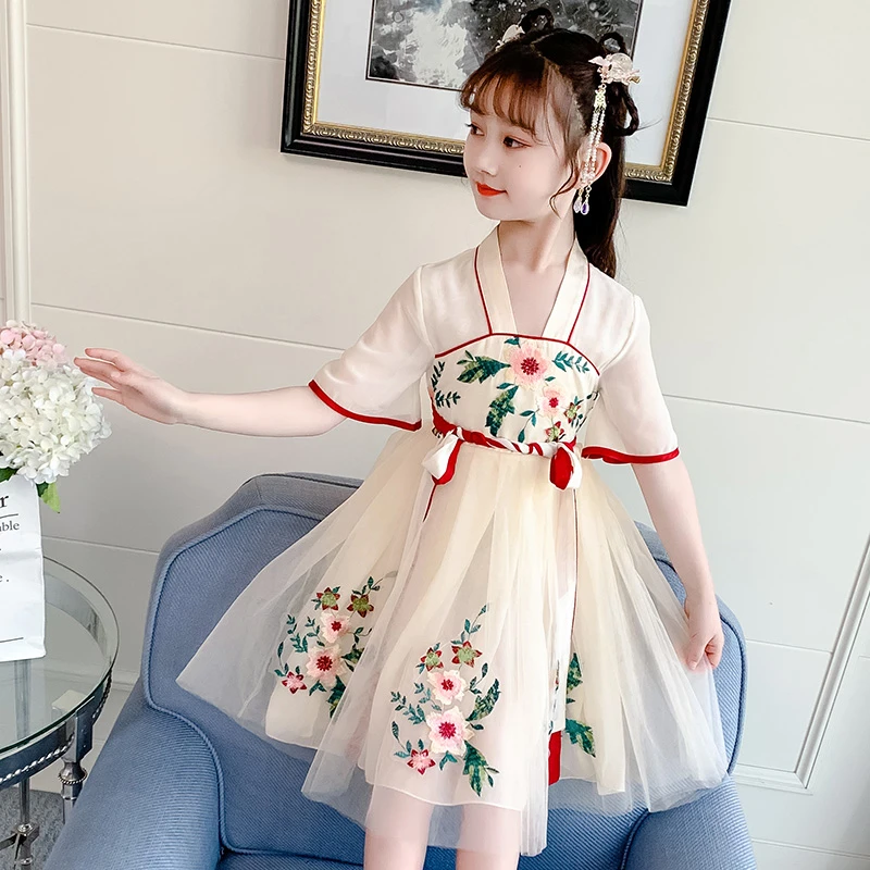 汉服裙子汉女童高级感夏季中大童古风古装薄款仙女中国风仙气洋气