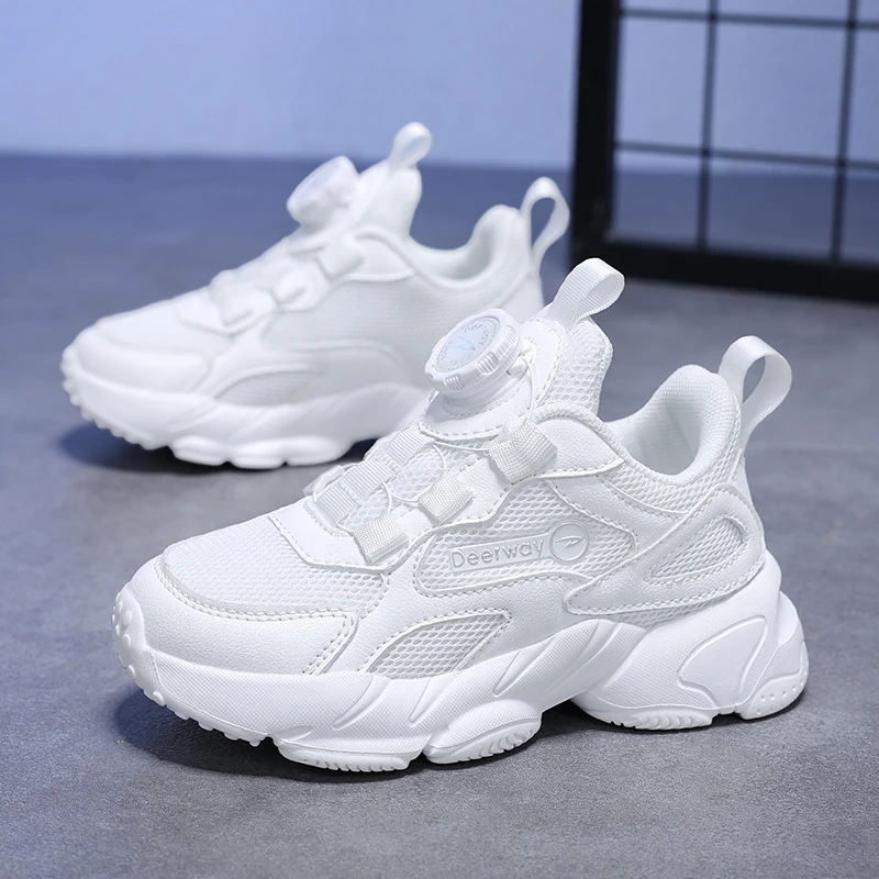 德尔惠女童小孩女孩透气网面百搭儿童学生鞋子女童小白鞋童鞋运动