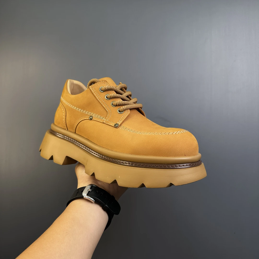 英伦风真皮工装鞋男潮2024秋季新款男鞋厚底休闲男士皮鞋松糕鞋