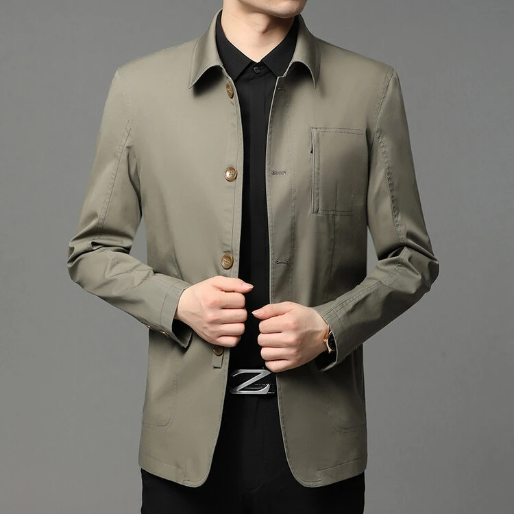 工厂订单款男装高级翻领夹克春秋休闲外套工装衣服