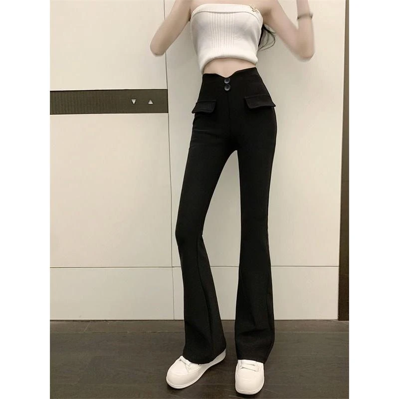 高腰喇叭裤女2025春夏新款西装裤弹力提臀休闲裤小个子微喇叭裤女