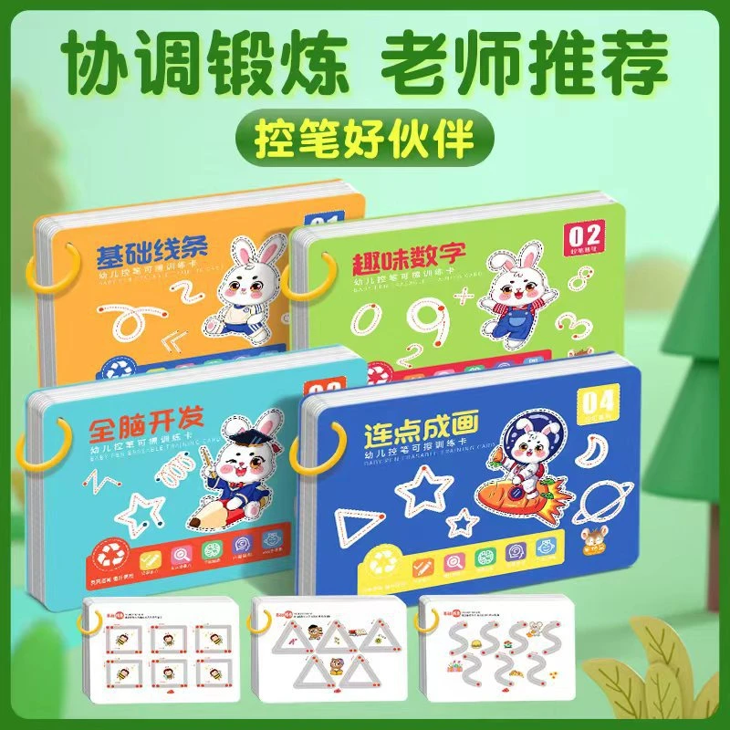 控笔训练幼儿园儿童专注擦写练习力卡宝宝启蒙玩具思维益智早教
