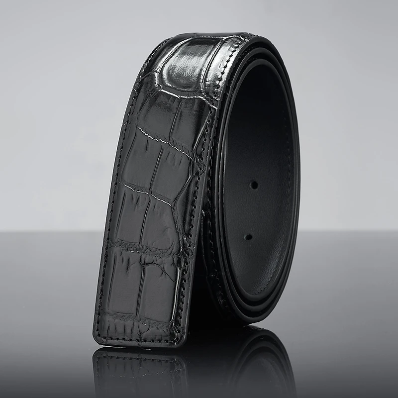 3.8鳄鱼纹双面真皮轻奢时尚百搭经典爆款男士腰带黑色真皮通用