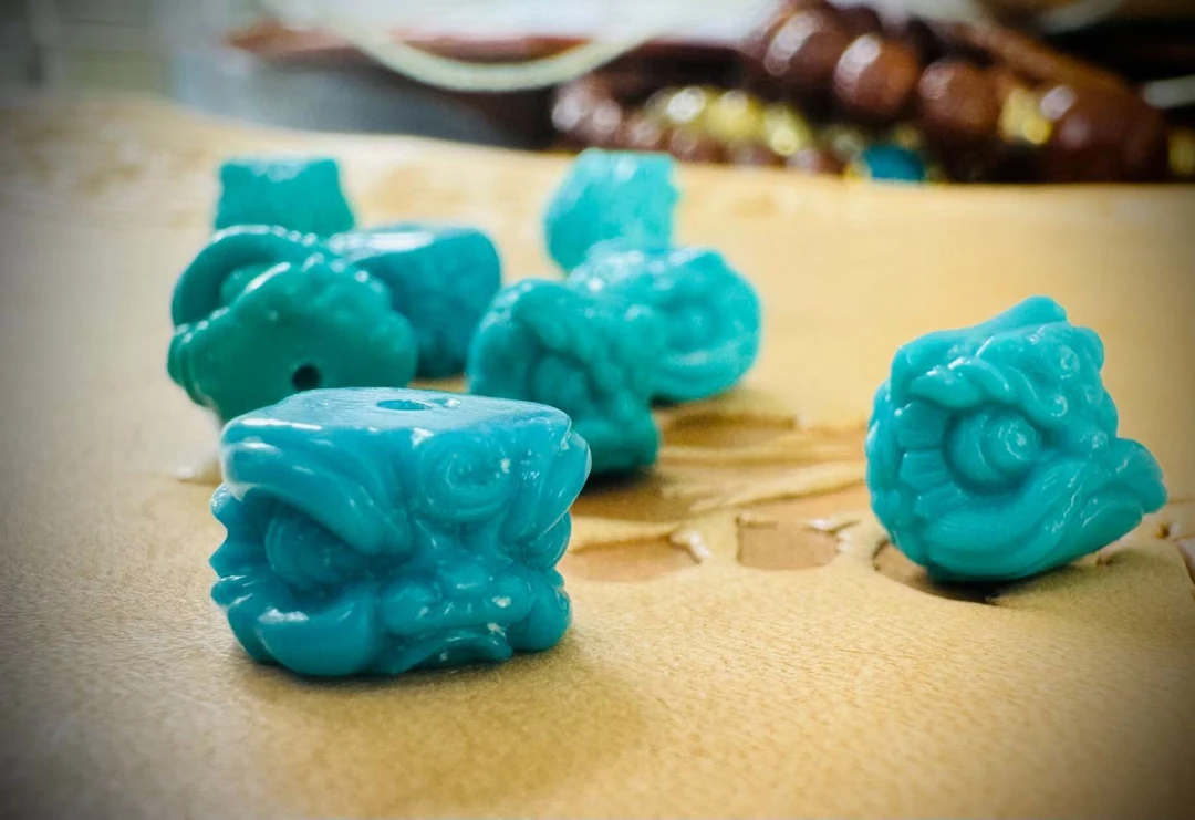 [花有鱼手作]醒狮绿松石配饰