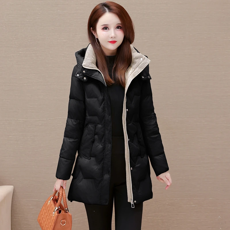 羽绒服高端女装冬季新款显瘦时尚气质白鸭绒保暖中长款妈妈外套