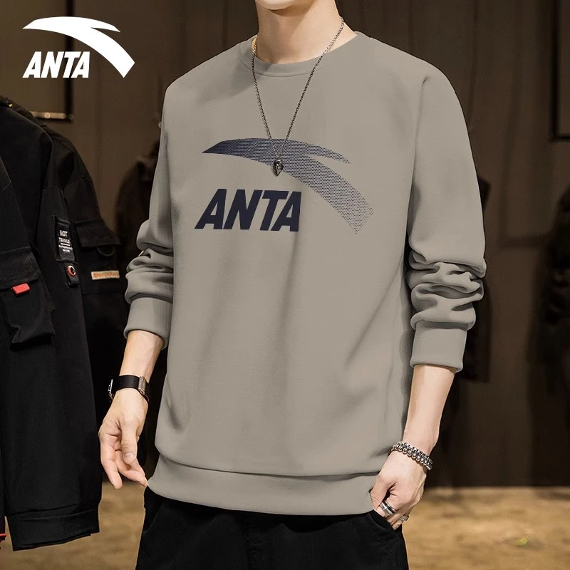 安踏卫衣男圆领打底套头衫秋冬新款休闲运动服装长袖男952538717